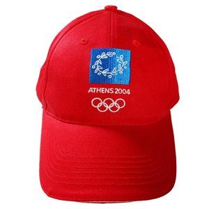 Athens 2004 Olympics Bright Red Baseball Cap Official Olympics Merch, Like New